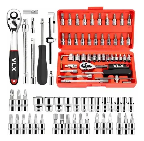 Kit Chaves e Ferramentas 46 Peças com Maleta Fenda Philips Catraca Soquete Allen VLX