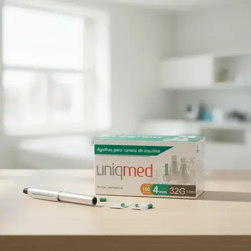 Agulhas para Caneta de Insulina Uniqmed 4mm 32G, caixa com 100 unidades