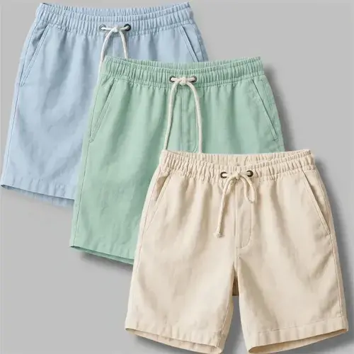Kit 3 Shorts Masculino Bermuda de Linho Verão