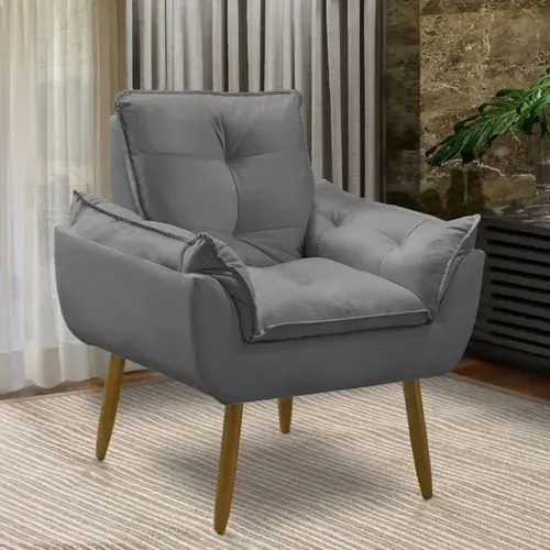 Poltrona Decorativa Opala Suede para Sala Arapongas Luxo