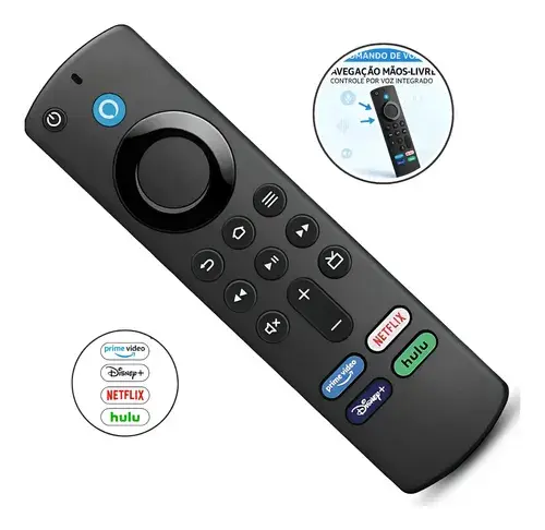 Controle Remoto Compatível Fire TV Stick Lite Alexa + Pilhas
