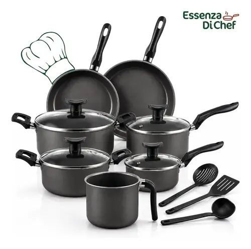 Conjunto de Panelas Antiaderente 10 Peças Teflon, várias cores