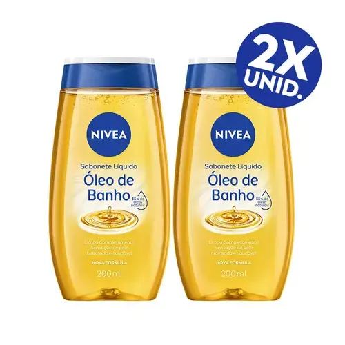 Nivea Kit Sabonete Líquido Óleo de Banho 200ml, 2 unidades