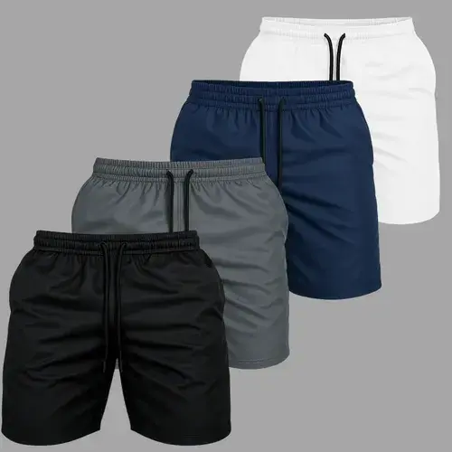 Kit 4 Shorts de Praia Masculino Bermuda Tactel Verão Academia